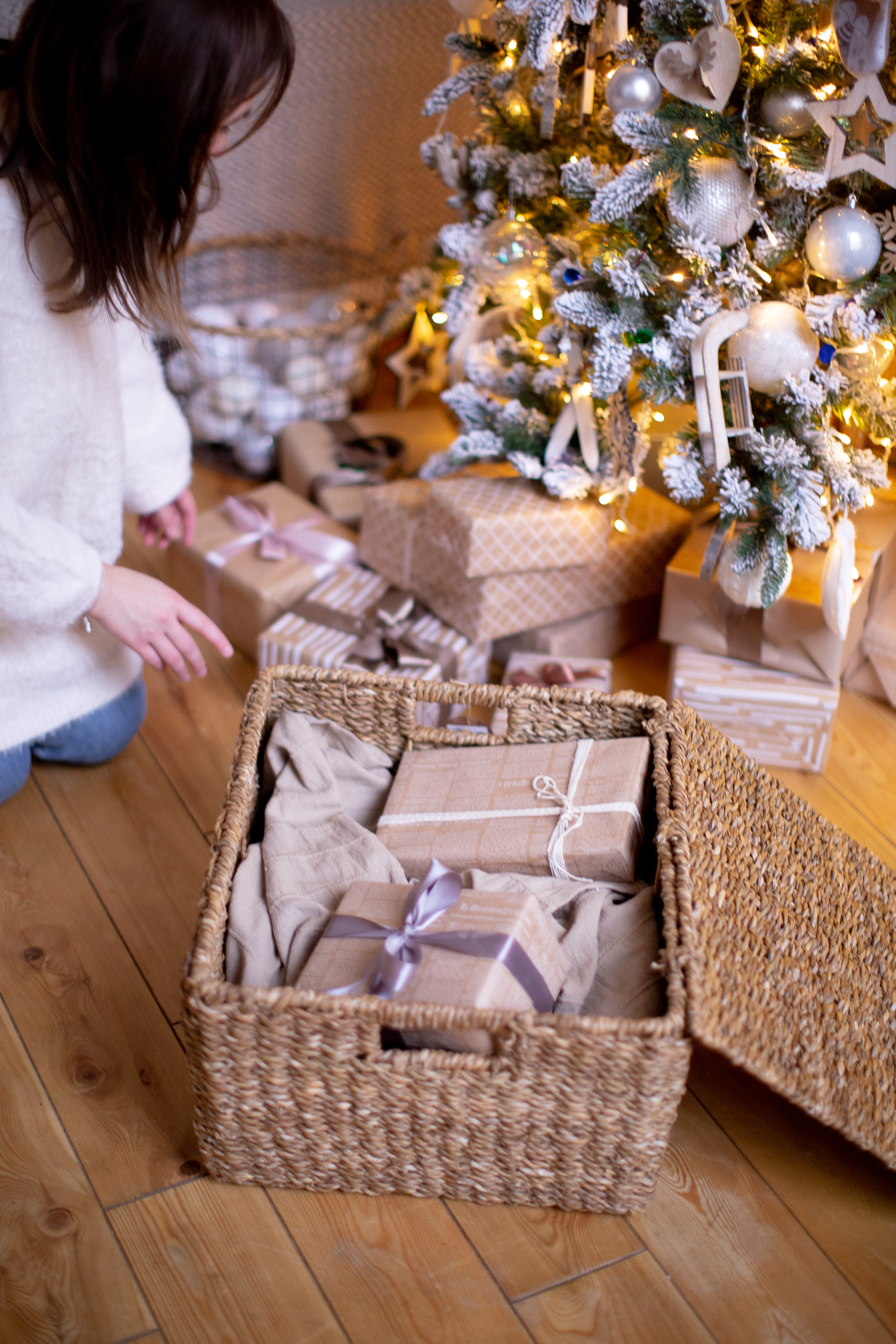 Плетеные корзины в качестве уникального новогоднего декора