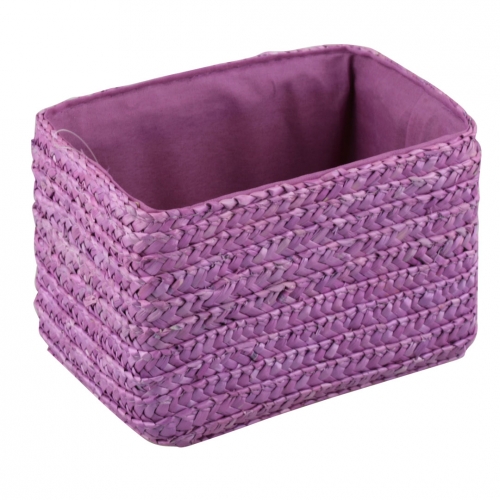 Купить Короб фиолетовый без крышки L - Плетеные корзины для хранения вещей, Корзины из Пшеница (солома), цвет фиолетовый фото GAB19-L