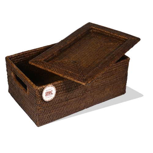 Купить Короб для хранения - Коллекция ПРЕМИУМ, Плетеная мебель из ротанг, цвет темно-коричневый фото BOX-32tv