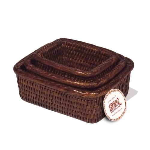 Купить Коробочка для продуктов №3 - Плетеные кухонные изделия, Плетеные изделия из ротанг, цвет темно-коричневый фото BREAD-33tv