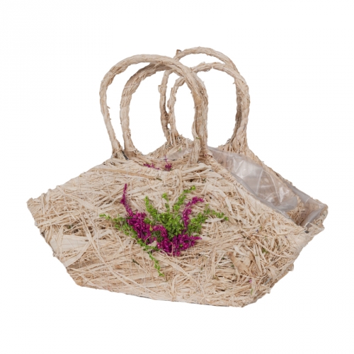 Купить Набор корзин для флористики - Плетеные корзины для флористики, Корзины из трава и сухоцветы, цвет светлый фото J14015 S/2