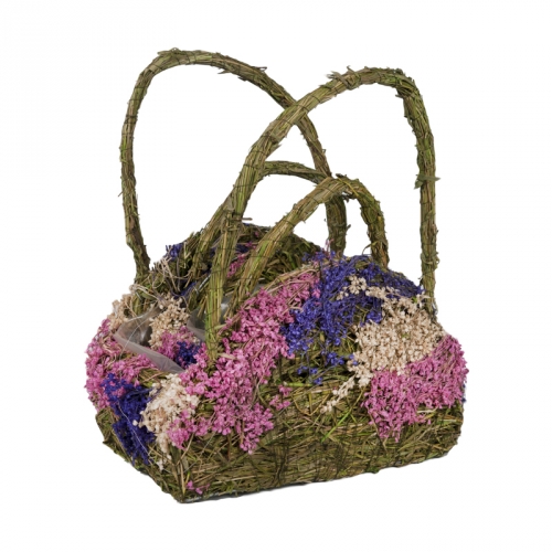Купить Набор корзин для флористики - Плетеные корзины для флористики, Корзины из трава и сухоцветы, цвет зеленый фото J14022 S/2