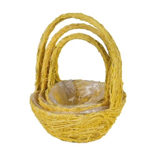 Набор корзин для флористики ротанг желтый