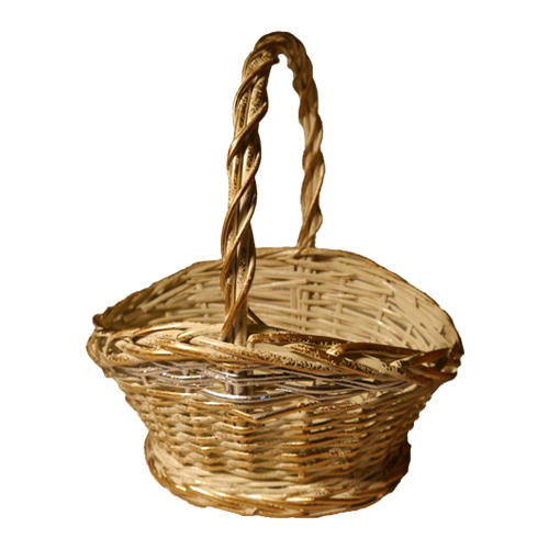 Купить Корзина плетеная из ивовой лозы №1 - Корзины из лоза, цвет кремовый, золотой фото LM140046 S/3