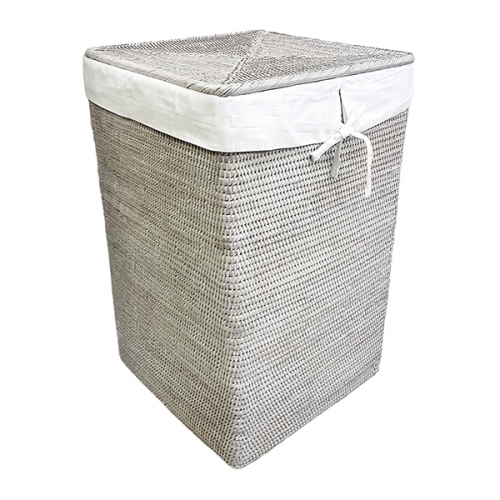 Купить Бельевая корзина с тканевым вложением - Плетеные корзины из ротанга, Корзины из ротанг, цвет белый фото 16-03 W