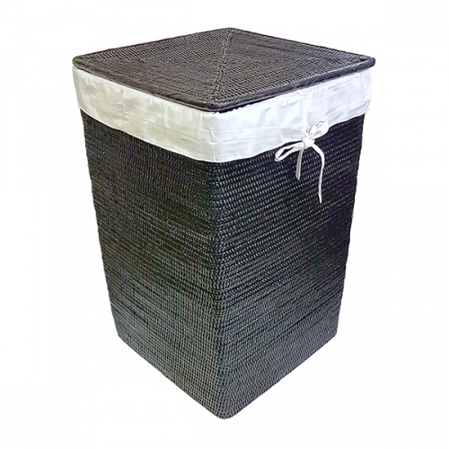 Купить Бельевая корзина с тканевым вложением - Плетеные корзины из ротанга, Корзины из ротанг, цвет черный фото 16-03 Bl