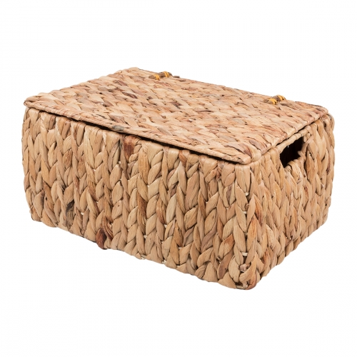 Купить Плетеный короб с крышкой №2 - , Короба для хранения из банановый лист, цвет бежевый фото X14052 S/5