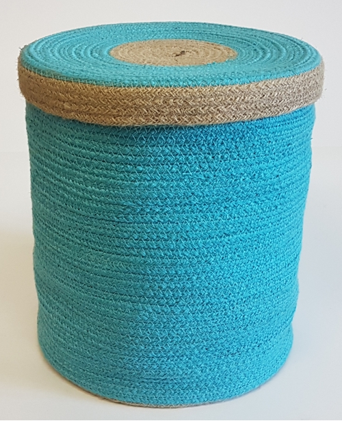 Купить Корзина плетеная №3 из джутовая веревка, цвет голубой CV-10163 S/3