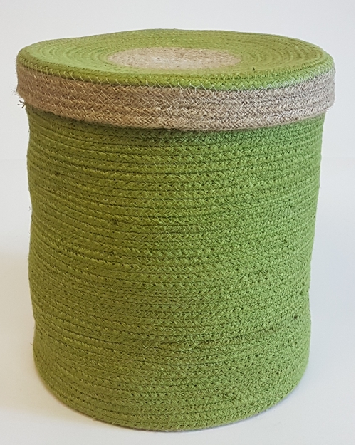 Купить Корзина плетеная №3 - Плетеные корзины для хранения вещей, Корзины из джутовая веревка, цвет салатовый фото CV-10161 S/3