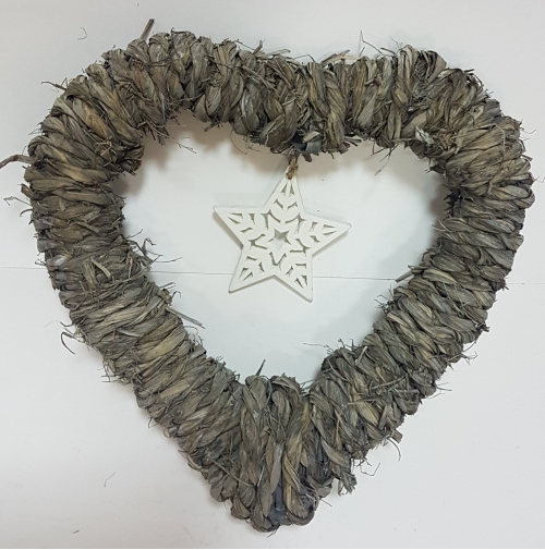 Купить Плетеное сердце  из лоза,джут, цвет серый YF175201 PC