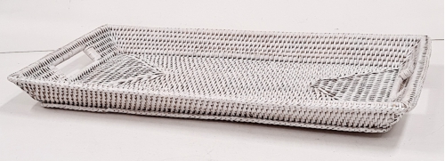 Купить Поднос плетеный №1 - Плетеные корзины из ротанга, Корзины из ротанг, цвет белый фото 20-0013 W